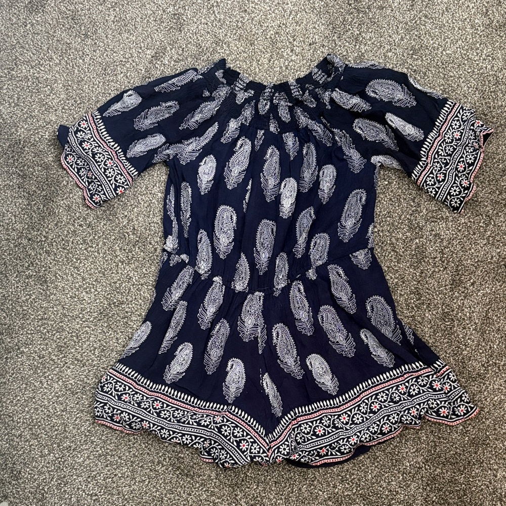 Navy Paisley Print Women’s Romper